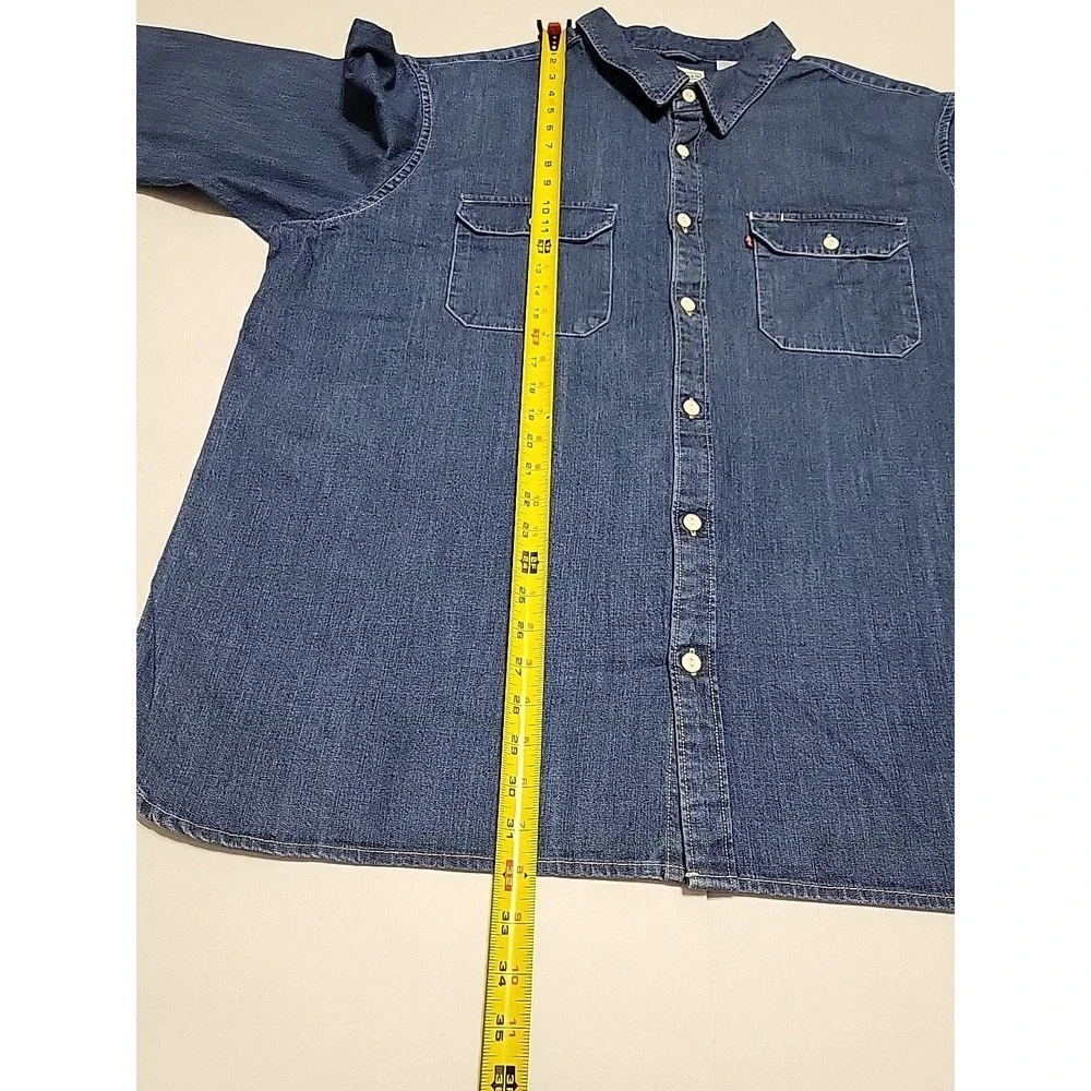 Levi's Strauss Relaxed Fit Denim Shirt Mens XXL Button Up Long Sleeve Blue
